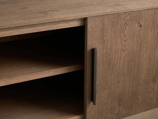Felton Media Console Oak TV Stand Side Cabinet Television Storage Unit Wood Sideboard with Modern Minimalist Style