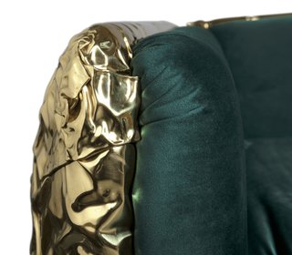 Luxury Imperfect Sculptural Sofa with Hammered Brass Frame & Artistic Design