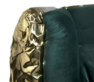 Luxury Imperfect Sculptural Sofa with Hammered Brass Frame & Artistic Design