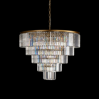 French Art Deco Tiered K9 Crystal Round Chandelier