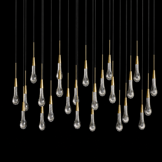 Modern Raindrop Seeded Glass LED Linear Chandelier