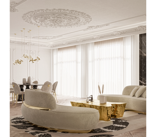 Luxury Swan Lake Inspired Sofa with Sculptural Brass Frame & Asymmetric Design