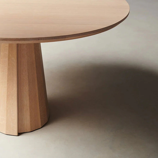 Brank Oval Dining Table (Faceted Cone Base, Beveled Edge): Modern Design-Style Dining Room Meal Table