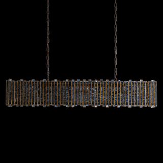 Moroccan-Inspired Antiqued Mirrored Glass Rectangular Chandelier