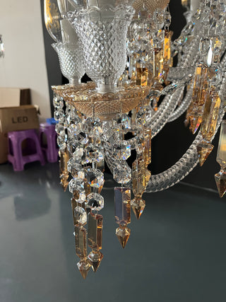 Customize Zenith Chandelier Clear & Amber Baccarat Crystal Lighting 12 Lights