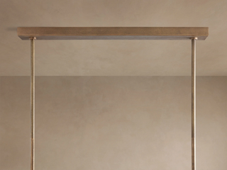 Modern Textured Cast Brass Linear Chandelier