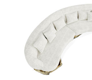 Luxury Sculptural Curved Sofa with Polished Hammered Brass Base & Organic Design