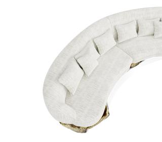 Luxury Sculptural Curved Sofa with Polished Hammered Brass Base & Organic Design