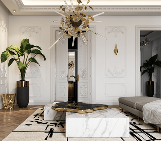 Luxury Black & White Coffee Table with Sculptural Design & High Gloss Finish