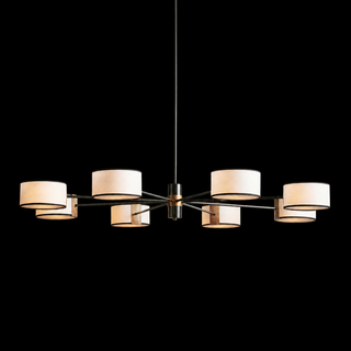 French-Inspired Black & White Fabric Round Chandelier