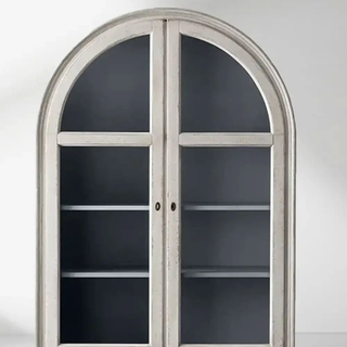 Giotto Antique Tall Display Cabinet Wood Side Storage Cabinet Bookcase with Glass Doors