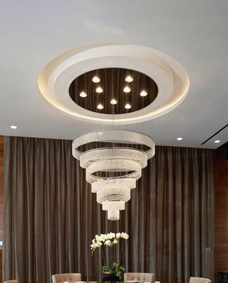 Custom Made 7 Rings Spiral Chandelier Foyer Crystal Lighting 43"W 79"H
