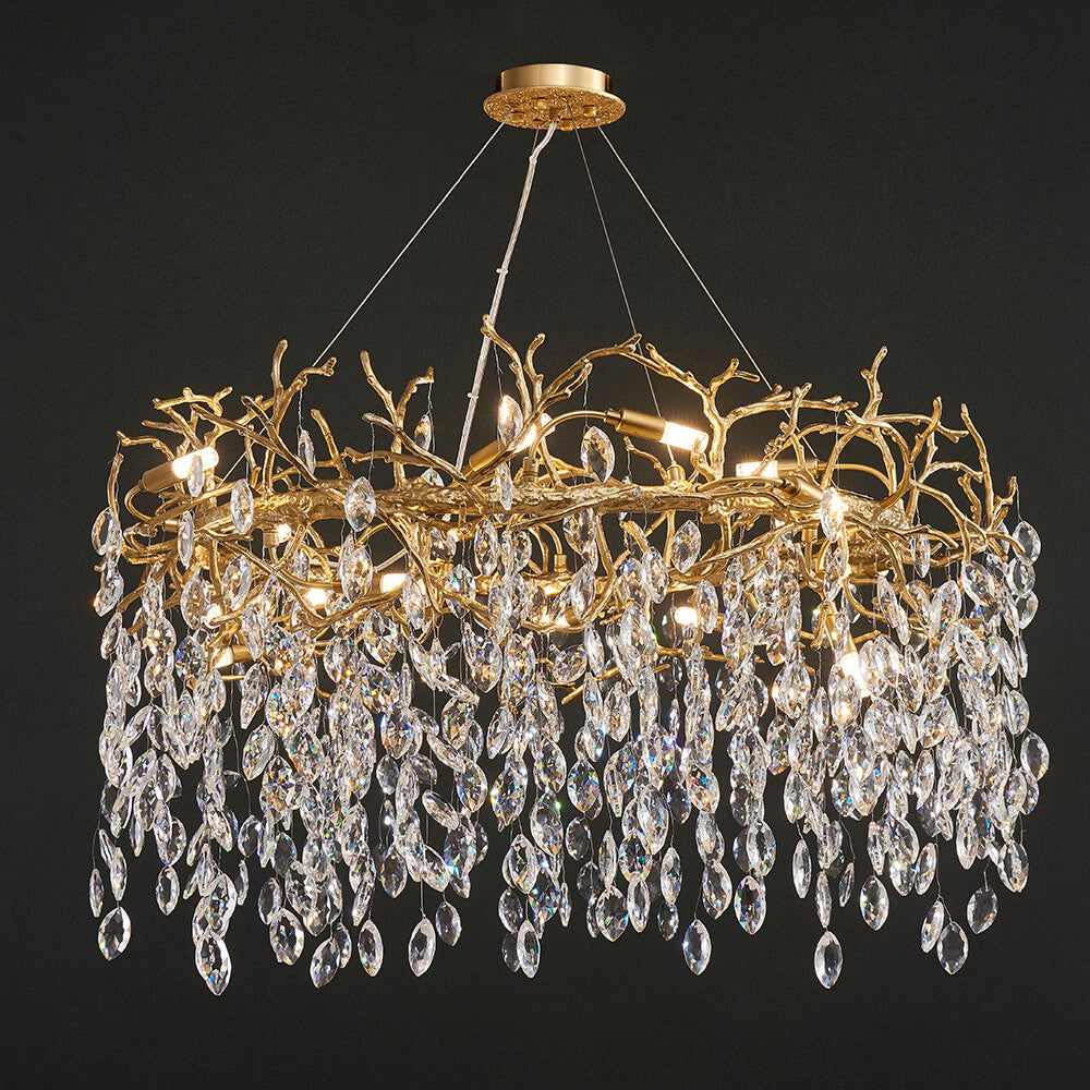 24-40 Inch Round Chandelier Gold Tree Branch Chandelier for Bedroom