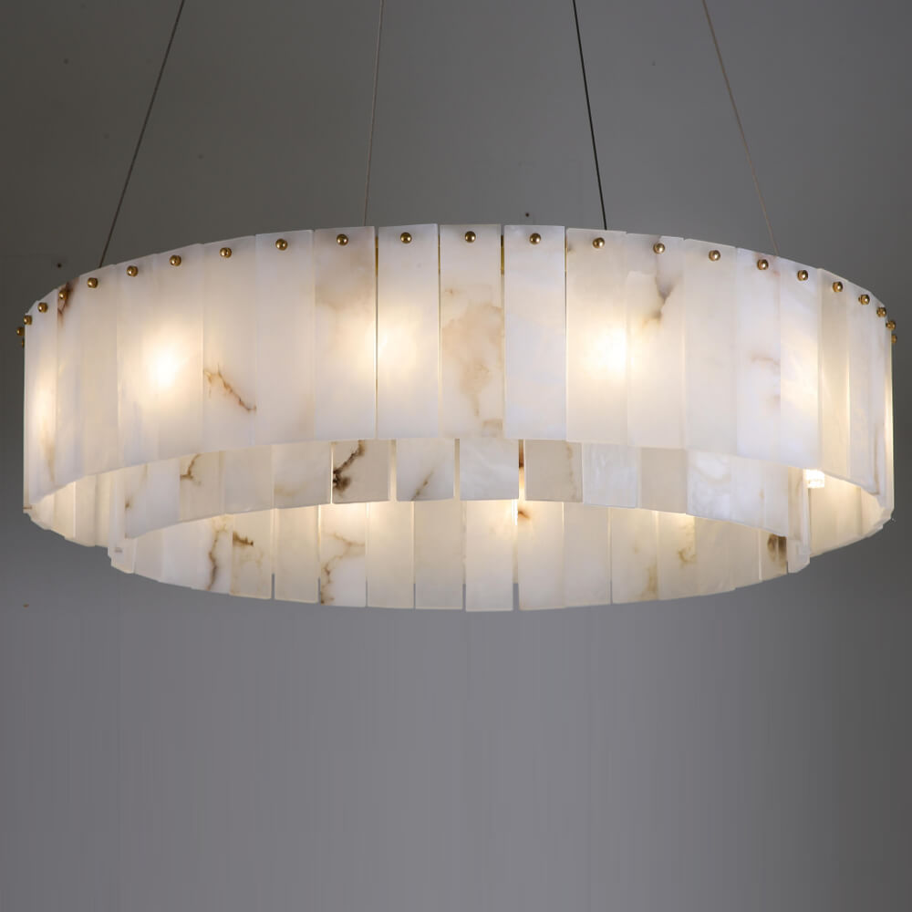 23''/ 32''/ 40'' Round Two-tier Alabaster Chandelier Lighting