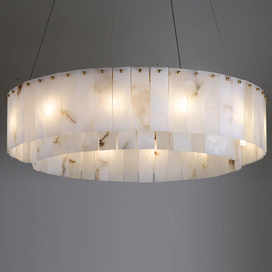 23''/ 32''/ 40'' Round Two-tier Alabaster Chandelier Lighting