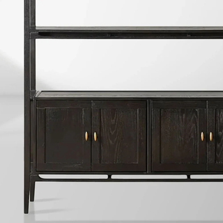 Brock Dark Twilight Finish Bookcase - Solid Ash Wood Mid-Century Modern Storage