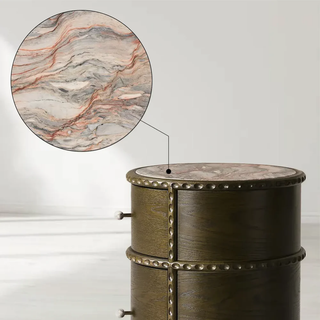 Luxury Oak Nightstand with Quartzite Top – Sculptural Modern Wood Bedside Table for Bedroom