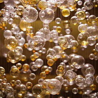 Custom Long Glass Bubble Chandelier 39"W 339"H