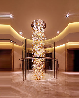 Custom Long Glass Bubble Chandelier 39"W 339"H