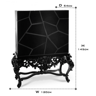 Luxury Curio Display Cabinet with Hand-Painted Tile Artwork & Glass Storage