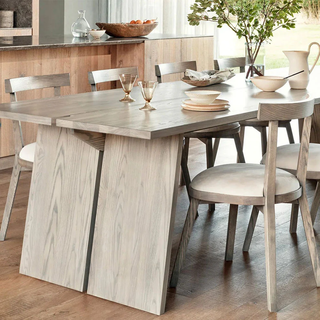 Carlisy Rectangle Dining Table (Ash Wood Planks)