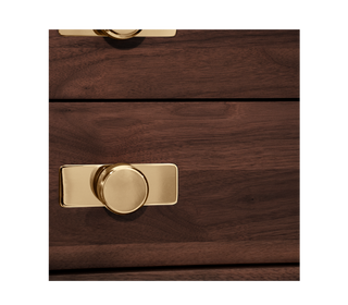 Luxury Walnut Bar Cabinet with Brass Accents & Hidden Storage