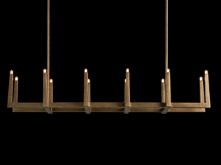 Modern Textured Cast Brass Linear Chandelier