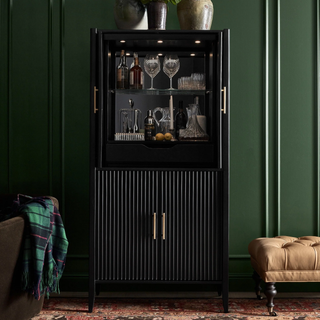 Louis Wood Bar Cabinet Constructivist-Inspired Wine Cabinet With Drawer