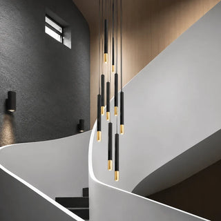 Linea Black & Gold LED Tube Chandelier