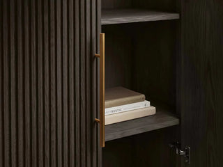 Finnley Wood Tall Cabinet: Country Style Living Room Storage Cabinet with Doors