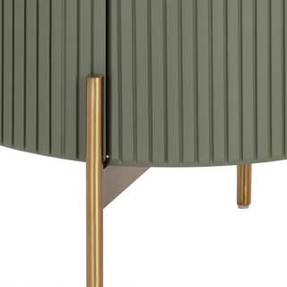 Modern Gold Base Wood Nightstand – Luxury Closed Bedside Table with Storage Drawer