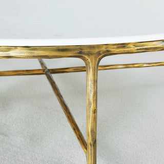 Hand-Forged Metal Marble Round Coffee Table 36" 55"