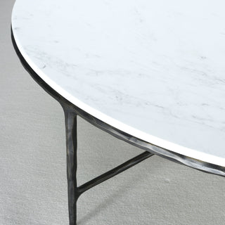 Hand-Forged Metal Marble Round Coffee Table 36" 55"