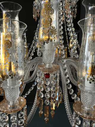 Customize Zenith Chandelier Clear & Amber Baccarat Crystal Lighting 12 Lights