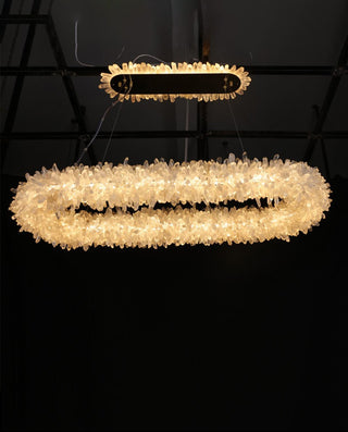 47'' Oval Modern Clear Geode Quartz Crystal Chandelier for Dining Room