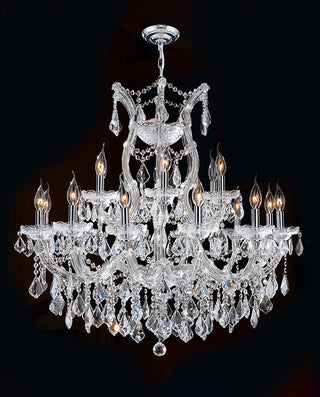 33'' Wide Chrome Chandelier 19 Lights Maria Theresa Crystal Chandelier for Dining Room MT01L19C
