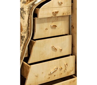 Luxury Walnut Display Cabinet with Sculptural Brass Accents & Hidden Storage