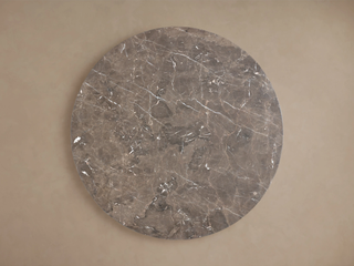 Saint Germain Round Stone Dining Table with Modern Steel Base: Contemporary Dining Room Leisure & Gathering Round Dining Table