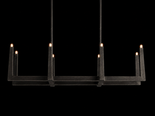 Modern Textured Cast Brass Linear Chandelier