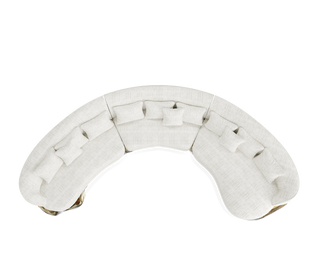 Luxury Sculptural Curved Sofa with Polished Hammered Brass Base & Organic Design