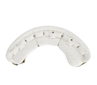 Luxury Sculptural Curved Sofa with Polished Hammered Brass Base & Organic Design