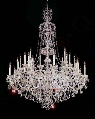 42 Lights Big Glass Chandelier for Hallway 59"W 75"H