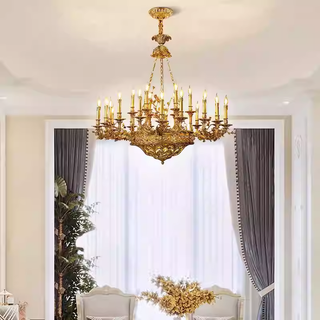 47X43 Inch Baroque Style Antique French Palace Copper Chandelier
