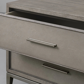 Malone Solid Wood Nightstand | Leather Inset Bedroom Storage Chest