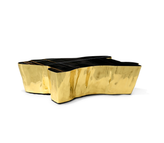 Luxury Patina Brass Coffee Table with Organic Sculptural Design & Handcrafted Finish