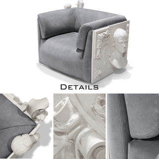 Luxury Versailles Style Armchair with Carved Wooden Frame & Upholstered Design