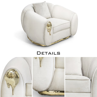 Luxury Sculptural Armchair with Polished Brass Accents & Vintage Contemporary Design
