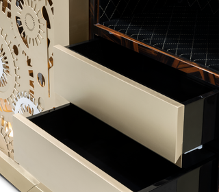 Luxury Baron Safe with Electric Opening System, Gold-Plated Brass & Walnut Root Interior