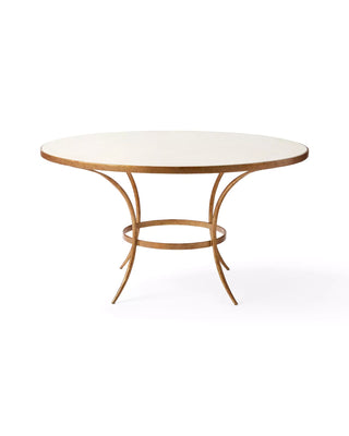 Beaumont Round Stone Dining Table, 55" Gilded Iron