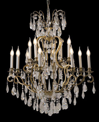 31'' Living Room Chandelier 12 Lights Antique Wrought Iron Crystal Chandelier Lighting WI01L12